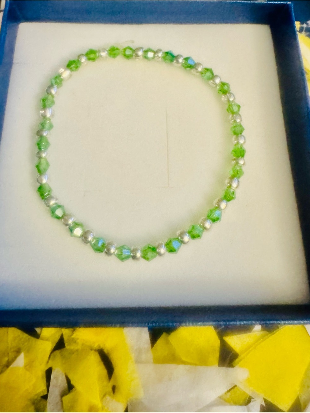 Elegant Green Crystal beaded Bracelet with Silver Accents